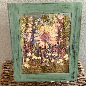 Handmade Pressed Wildflower Art 10x12 | Rustic Cottage Botanical Wall Decor